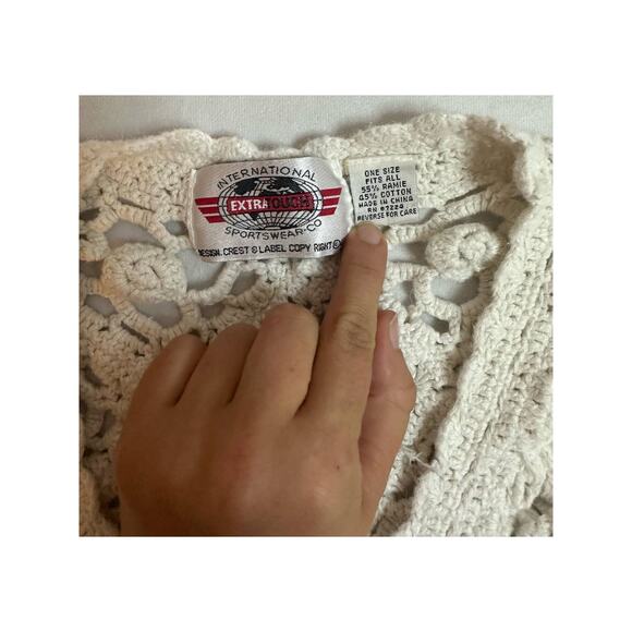 International Extratouch Sportswear Onesite White Knit Sweater - Picture 5 of 7